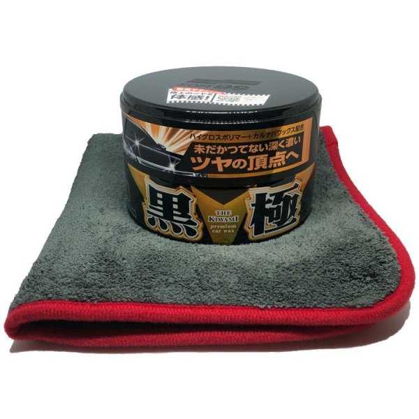 Soft99 Extreme Gloss Kiwami Wax Dark 200g + Waxer Allround-Mikrofasertuch 40x40cm 600GSM